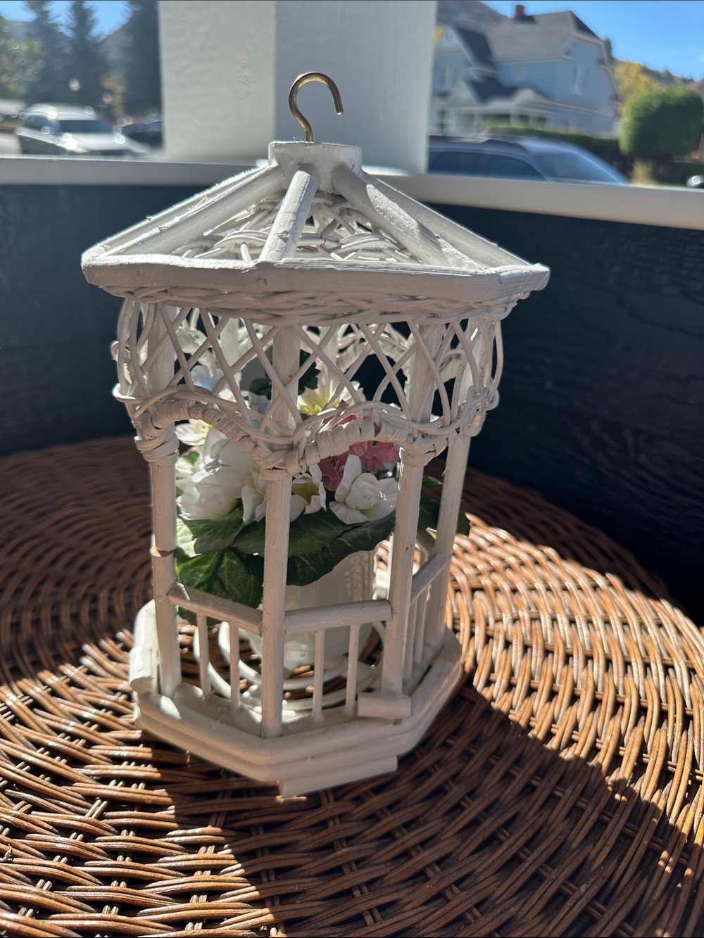 White Decorative Wicker Gazebo Accent - Home Accents
